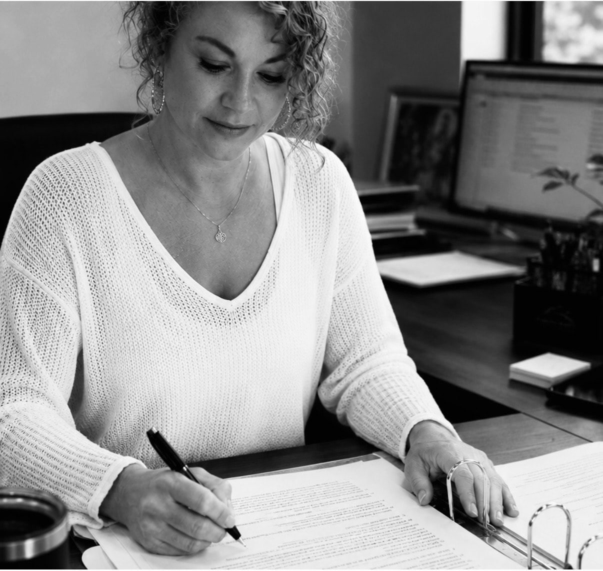Danielle at her desk managing FiberCraft operations